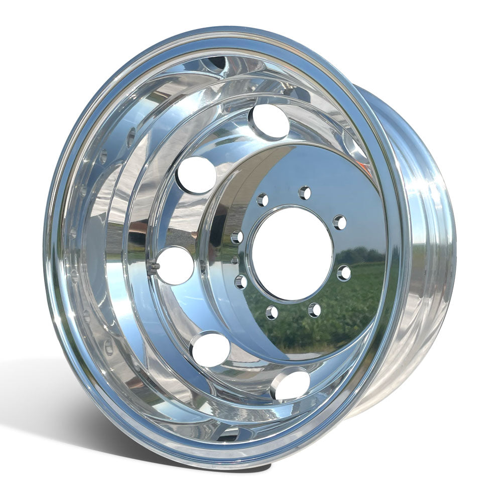 16x6 Polished Aluminum Dually Wheel – 8x6.5 for 2000 & Older Chevy/GMC 3500 (4.56” Bore) 2