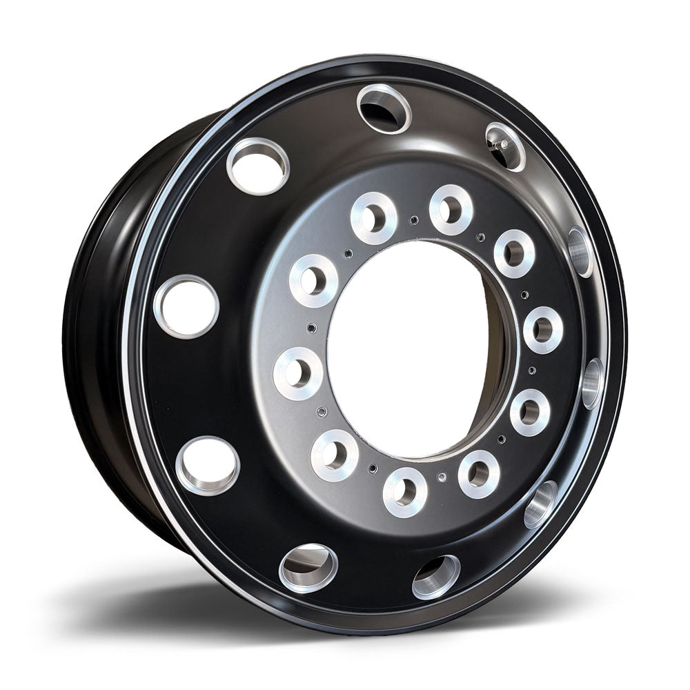 22.5x10.50 Northstar 10x285mm Hub Pilot Satin Black w/ Milling "Stellar" Front Only