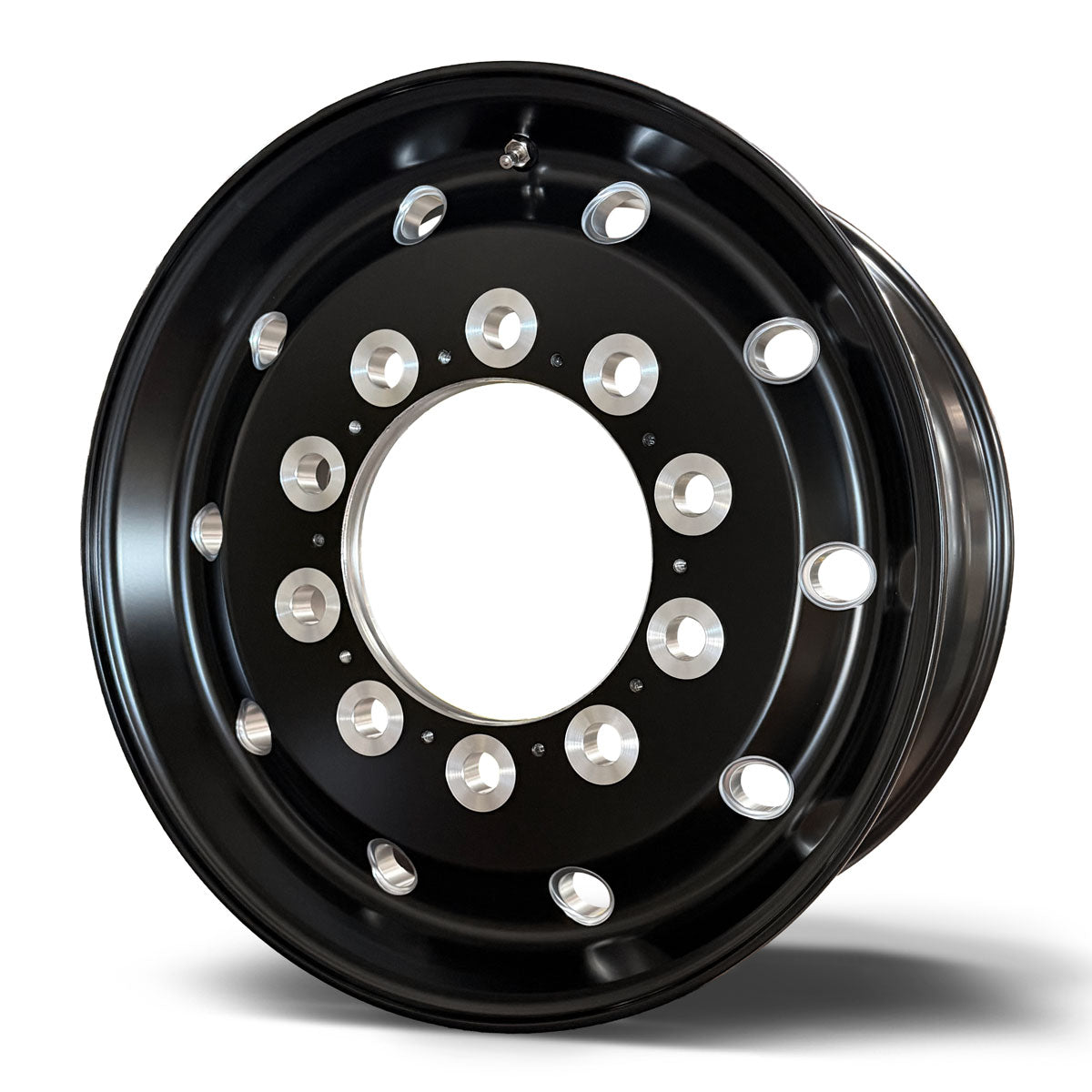 22.5x9.00 Northstar 10x285mm Front Hub Pilot Flat Face Satin Black w/ Milling "Stellar"